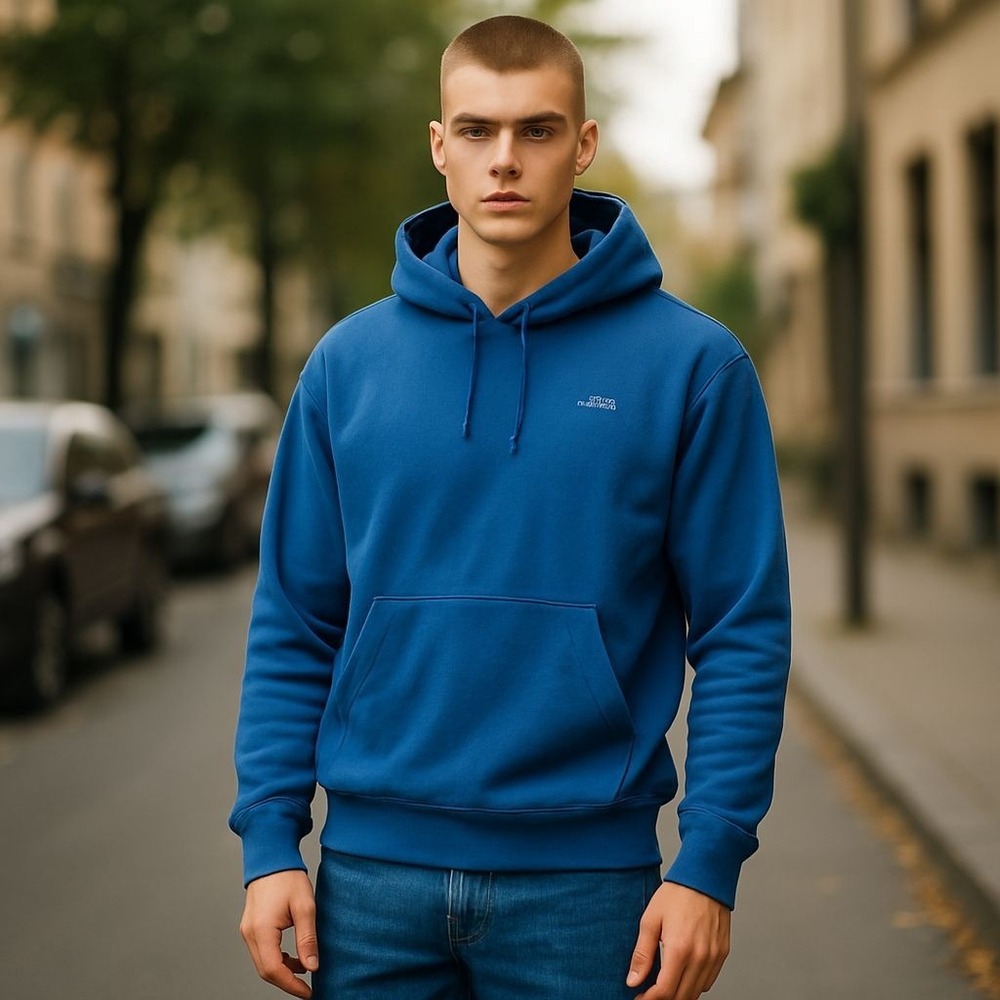 The North Face Pullover Hoodie PolarTec Classic Fleece Blue Mens M Preowned